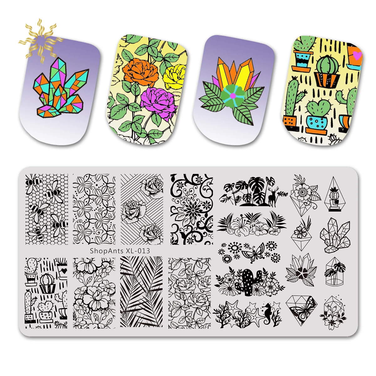 1 шт. прямоугольные пластины для штамповки ногтей цветок алмазные листья кактус