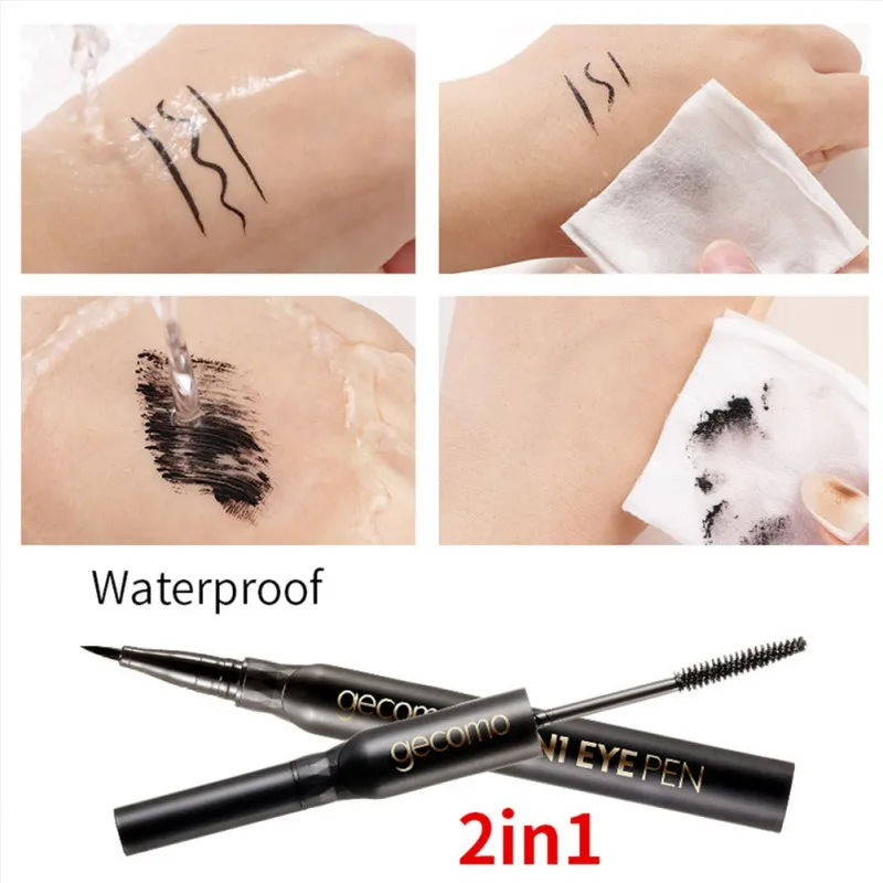 

Non-smudged Thick Curling Long Eyeliner Lasing Thick Makeup Mascara 2-in-1 Waterproof Fiber Mascara Primer Sweat Proof Mascara