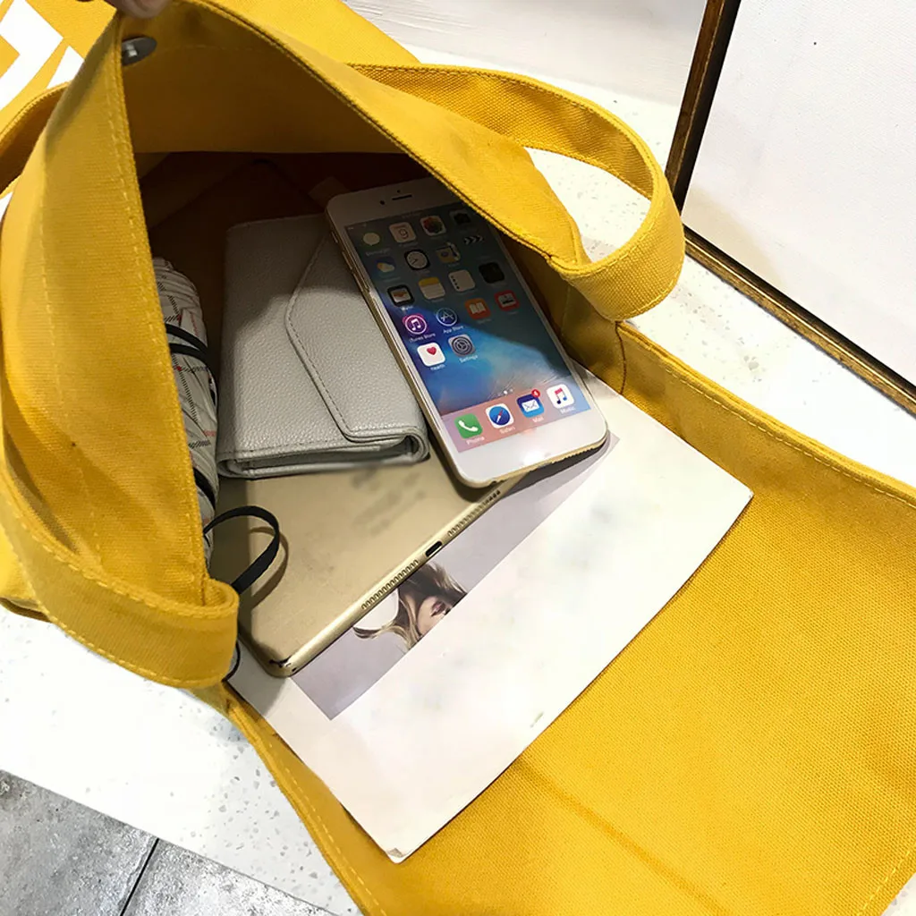 

Fashion Lady Street Wild Large Capacity Square Canvas Letter Decoration Shoulder Bag Versatile Soft Handle Handbag Apr 11