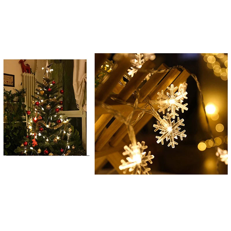 

20LED 3M /40LED 6M String Fairy Lights Snowflake Xmas Tree Christmas Party Wedding Decor USB/Battery XH8Z
