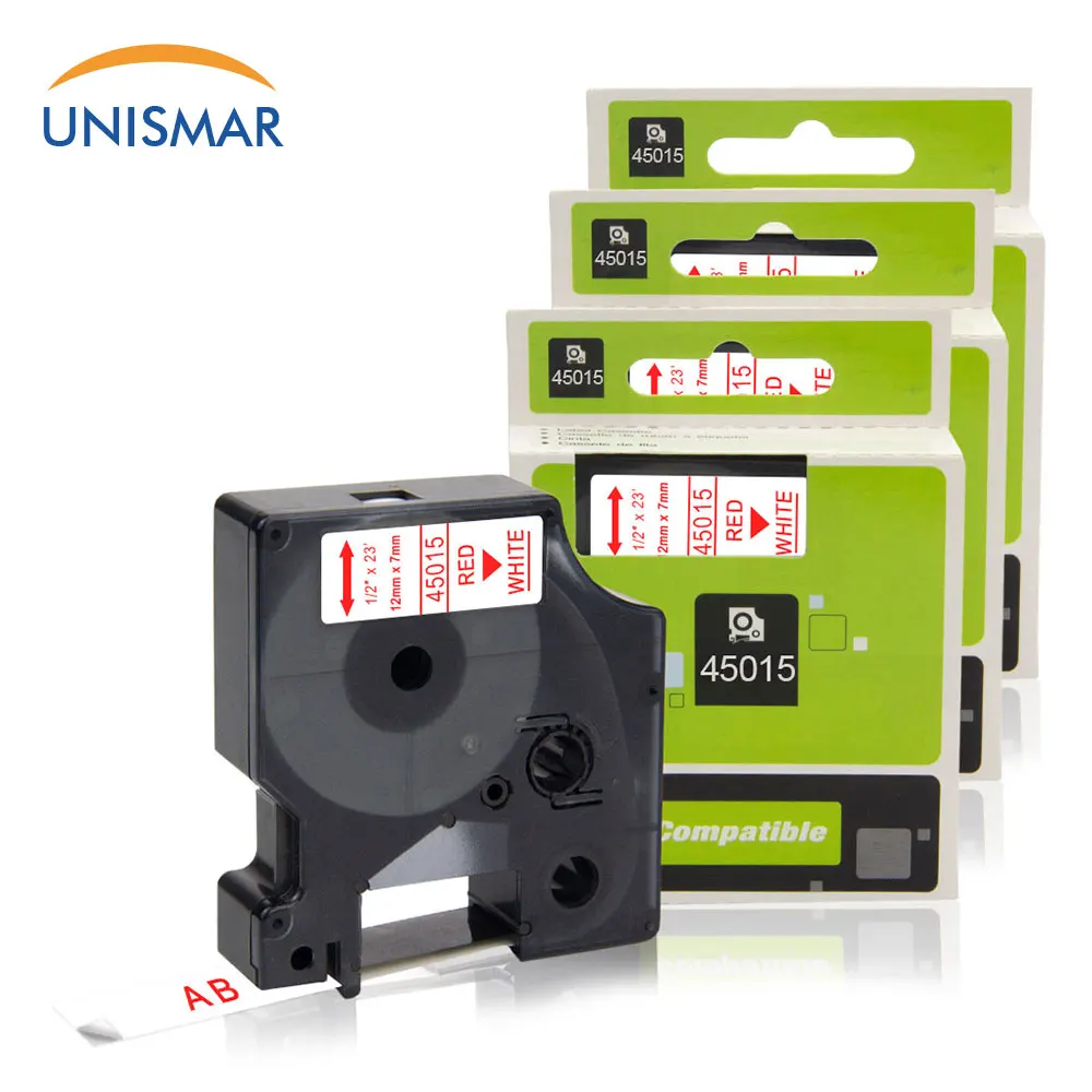 Сменная этикетка Dymo D1 45015 красного на белом 12 мм для принтеров LabelManager 160 280 210D PNP 420P