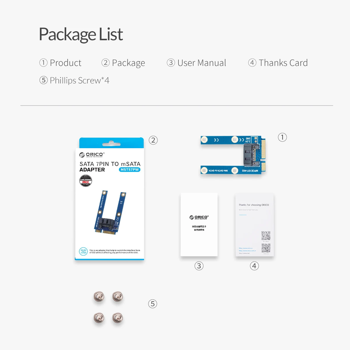 ORICO SATA 7PIN к адаптер mSATA плоский тип SSD адаптер SATA3.0 к mSATA SATAIII протокол полная высота поддерживаемый Размер