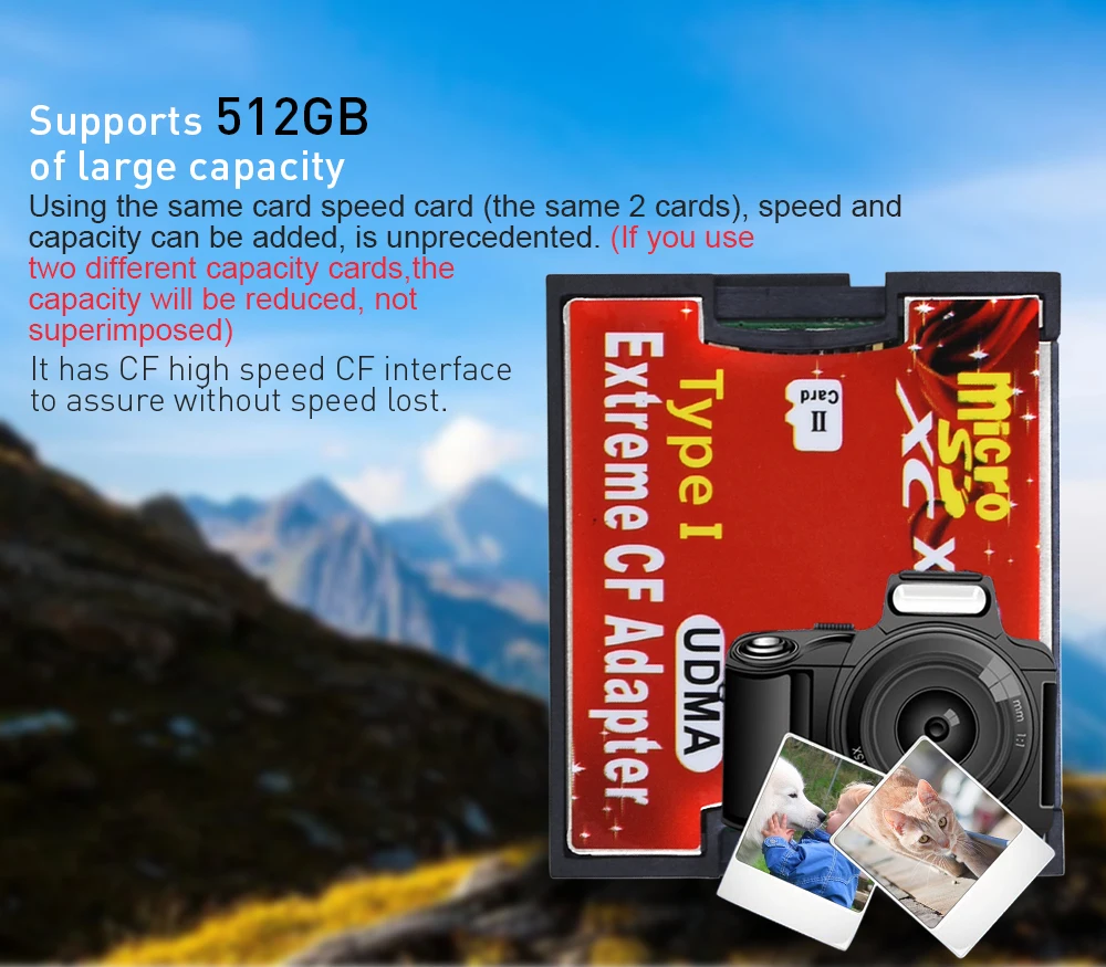 TISHRIC высокое качество двойной Micro SD TF в CF адаптер для MicroSD SDHC SDXC Compact Flash Type I
