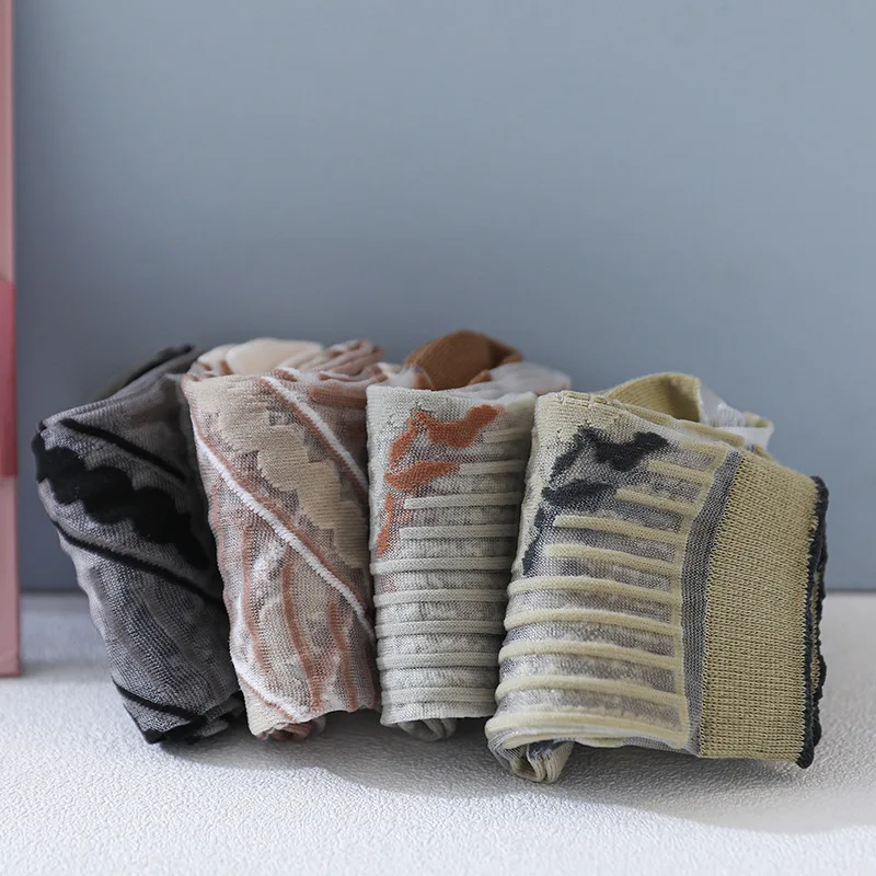 

Fashion Striped Socks Women Summer Casual Hollow Mesh Socks Funny Socks Lace Breathable Socks