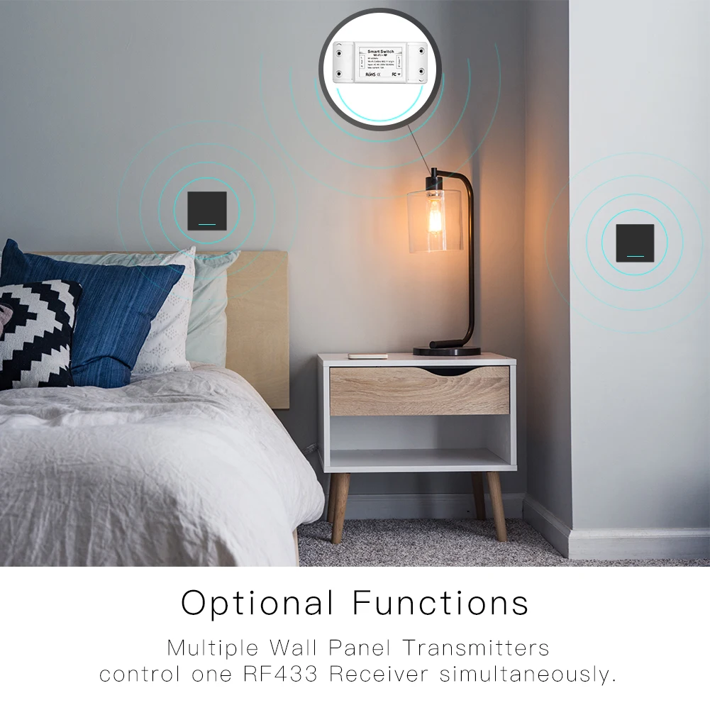Беспроводной Радиочастотный приемник RF433 умный кнопочный переключатель с Wi Fi и