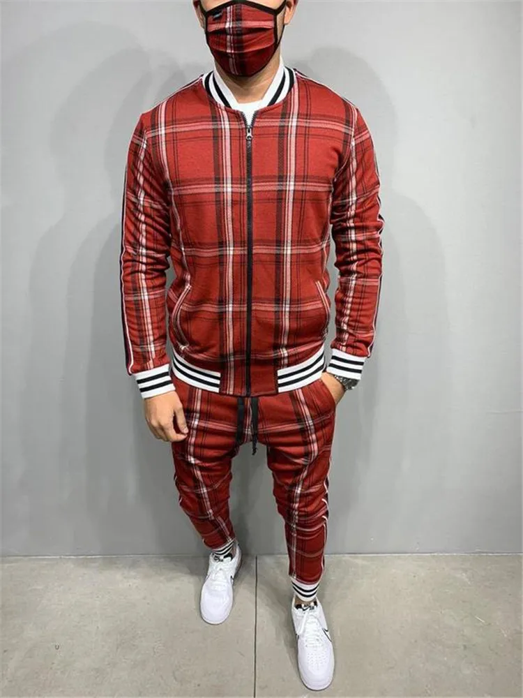 

Plaid Printed Loose Suit Couple Clothes Fashion Tracksuit Grey Tracksuit Black Pink Faded Tracksuit Full Set Tracksuit
