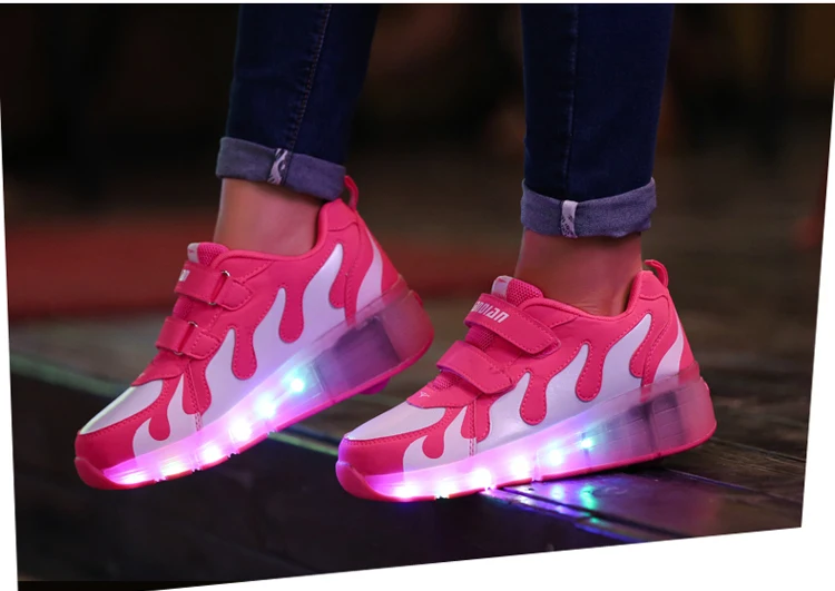 Светодиодный светильник Heelys; кроссовки с двумя колесами для мальчиков и девочек; повседневная обувь на роликах для девочек; Zapatillas Zapatos Con Ruedas