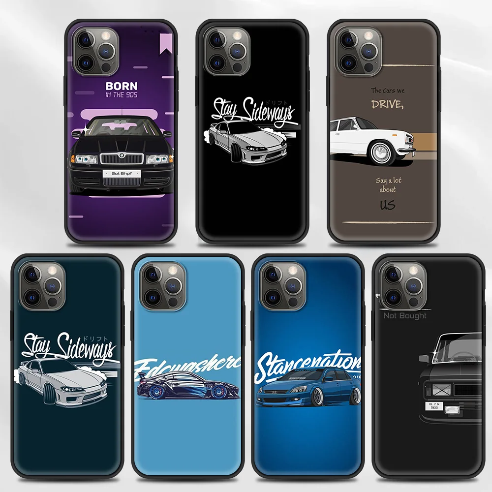 

Phone Case For Apple iPhone 11 13 12 Pro Max XS XR X 8 7 6s 6 Plus 7 8 Silicone Smartphone Coque sports car jdm drift