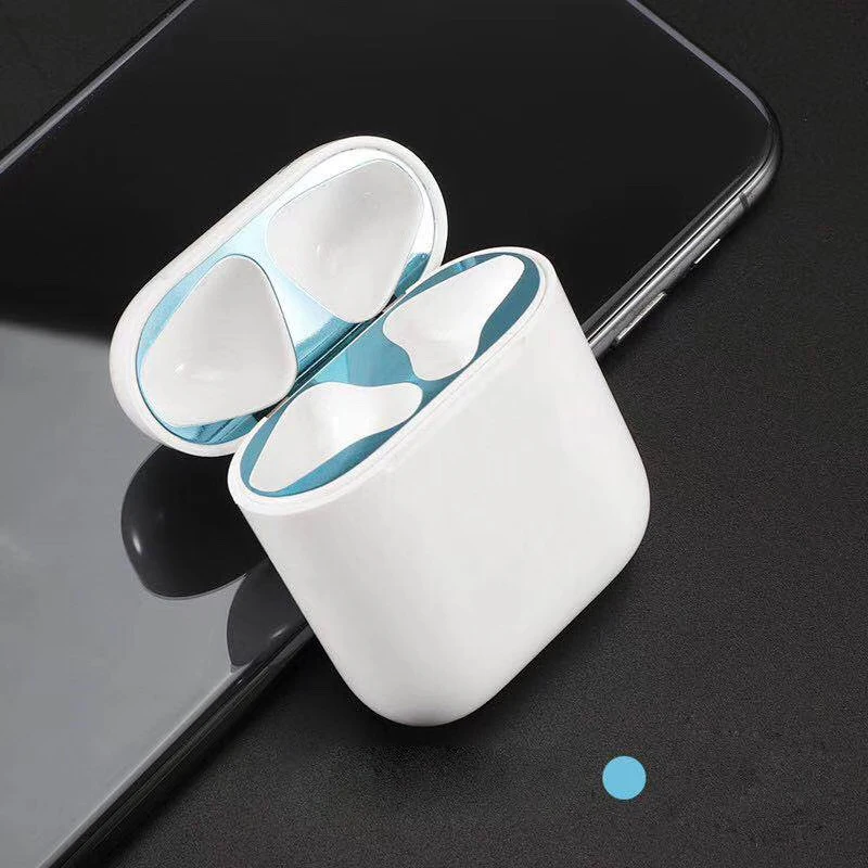 Sky Blue Для Apple AirPods металлическая Пылезащитная наклейка для AirPods 2 ультратонкий аксессуар защитная наклейка Пылезащитная защита кожи - Цвет: Sky Blue