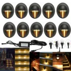 10 шт.лот черный 35mm Half Moon светодиод открытый сад двор лестничные ограждения LED палубе железнодорожных шаг ламп низкая напряжение свет шнура
