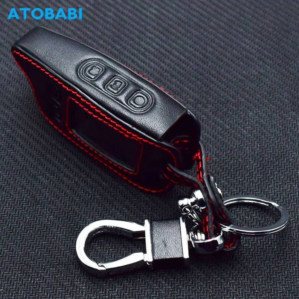 

Leather Car Key Cases For Tomahawk TW-7010 9000 9010 9020 9030 Two Way Car Alarm System LCD Remote Control Fobs Protector Cover