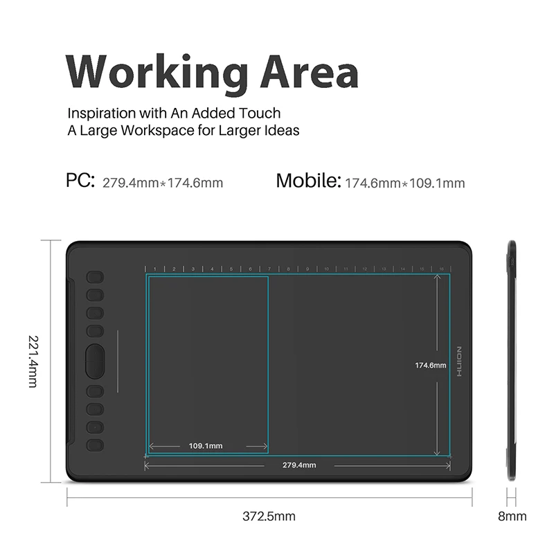 HUION H1161 графический планшет для рисования поддержка наклона цифровой планшет поддержка наклона на 8192 уровень с ручкой без аккумулятора стилус с перчаткой
