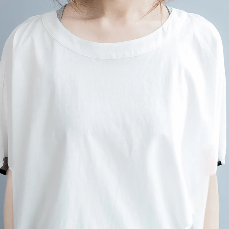 Женский полосатый пуловер с коротким рукавом и круглым вырезом в Корейском