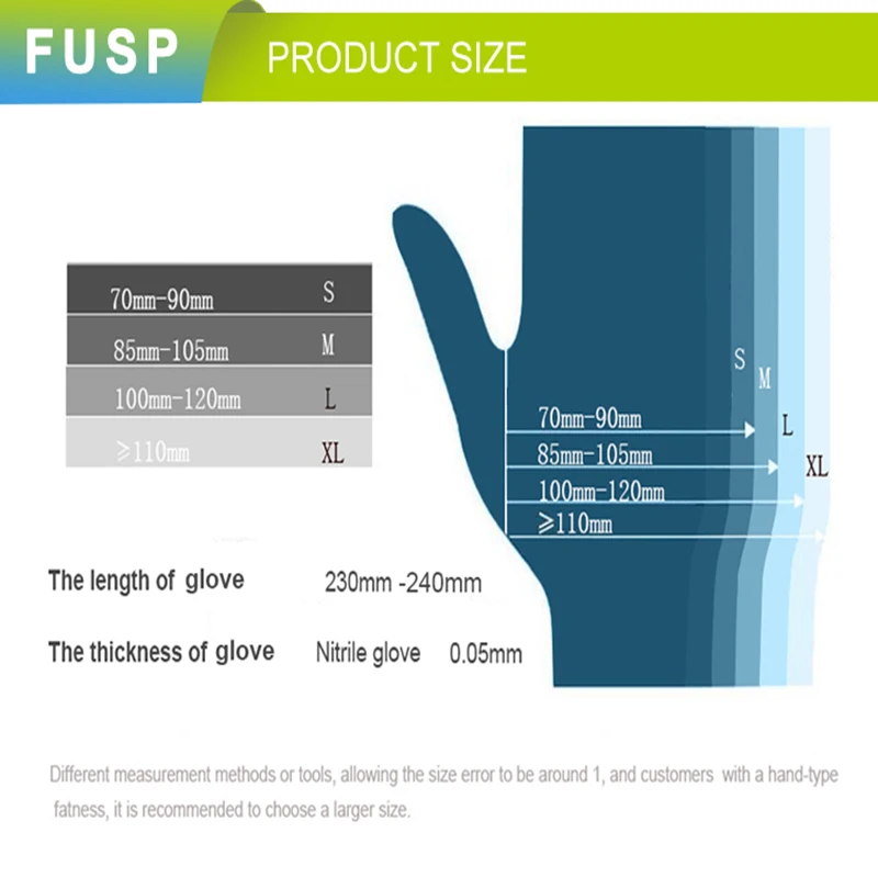 Одноразовые нитриловые перчатки FSUP шт. рабочие для готовки еды Универсальные