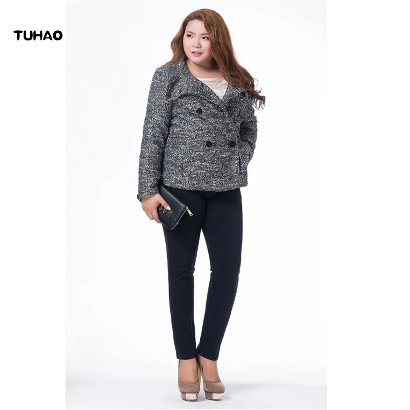 Женские узкие джинсы TUHAO черные повседневные размера плюс на осень и зиму 5XL 6XL