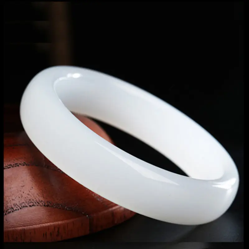 LETSFUN Fine Jewelry 100%Chinese Fashion Beautiful Hand-carved White Jade Bangle Bracelet 60mm Free Shipping | Украшения и