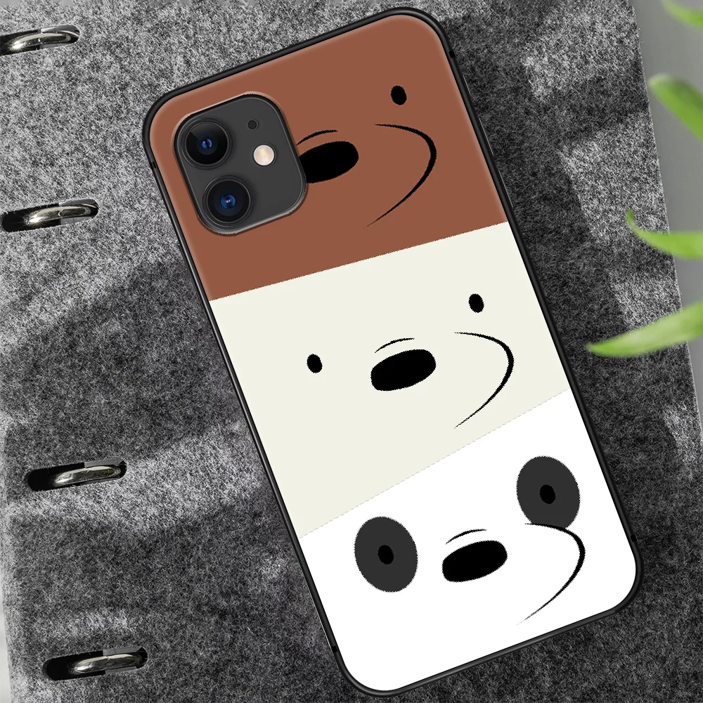 

cute Cartoon Bare Bear Phone Case Cover Hull For iphone 5 5s se 2020 6 6s 7 8 12 mini plus X XS XR 11 PRO MAX black Funda
