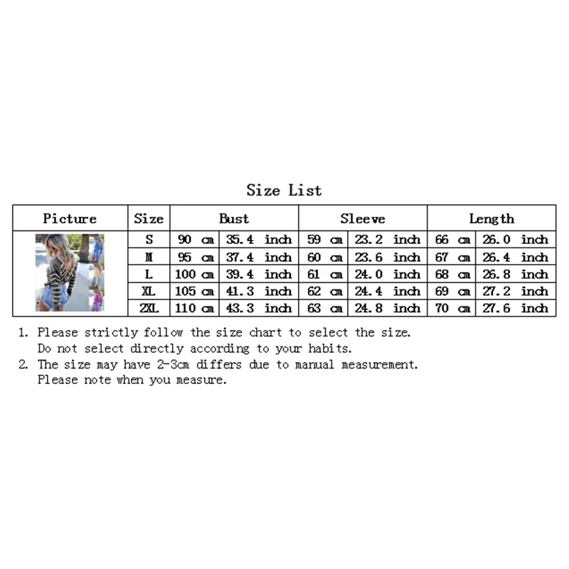 Женская футболка с длинным рукавом Повседневная полосатая в стиле Харадзюку на
