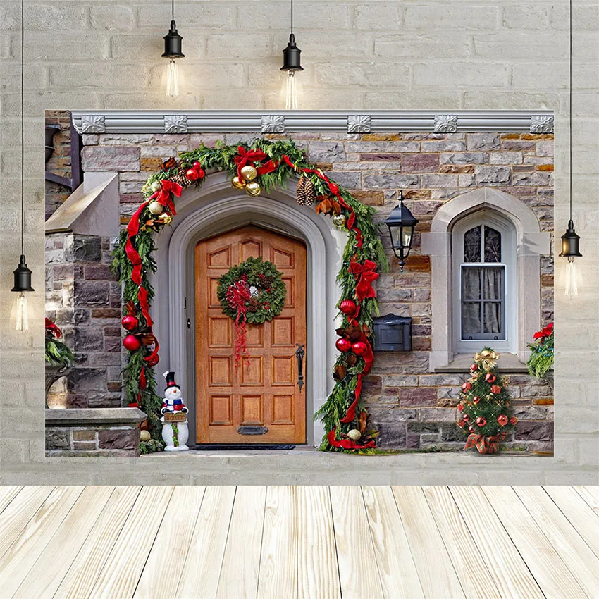 Фон Avezano для фотосъемки с изображением снеговика кирпичного дома рождественской