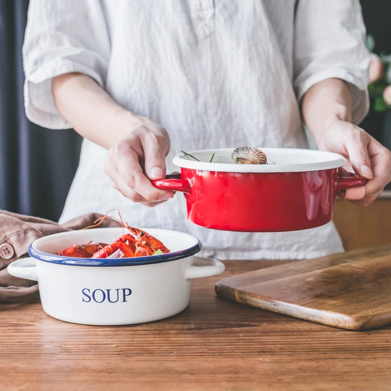 Эмалированная мини кастрюля суповая миска для риса блюдо фруктов маленькая