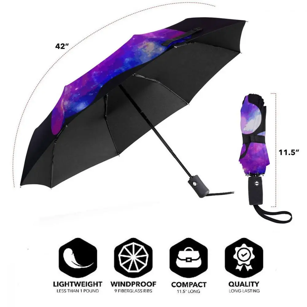 Economici Ombrello Automatico Da Pioggia Per Donna Ombrello A Tre Pieghe Space Paw Ombrello Antivento Ombrello Impermeabile Femminile