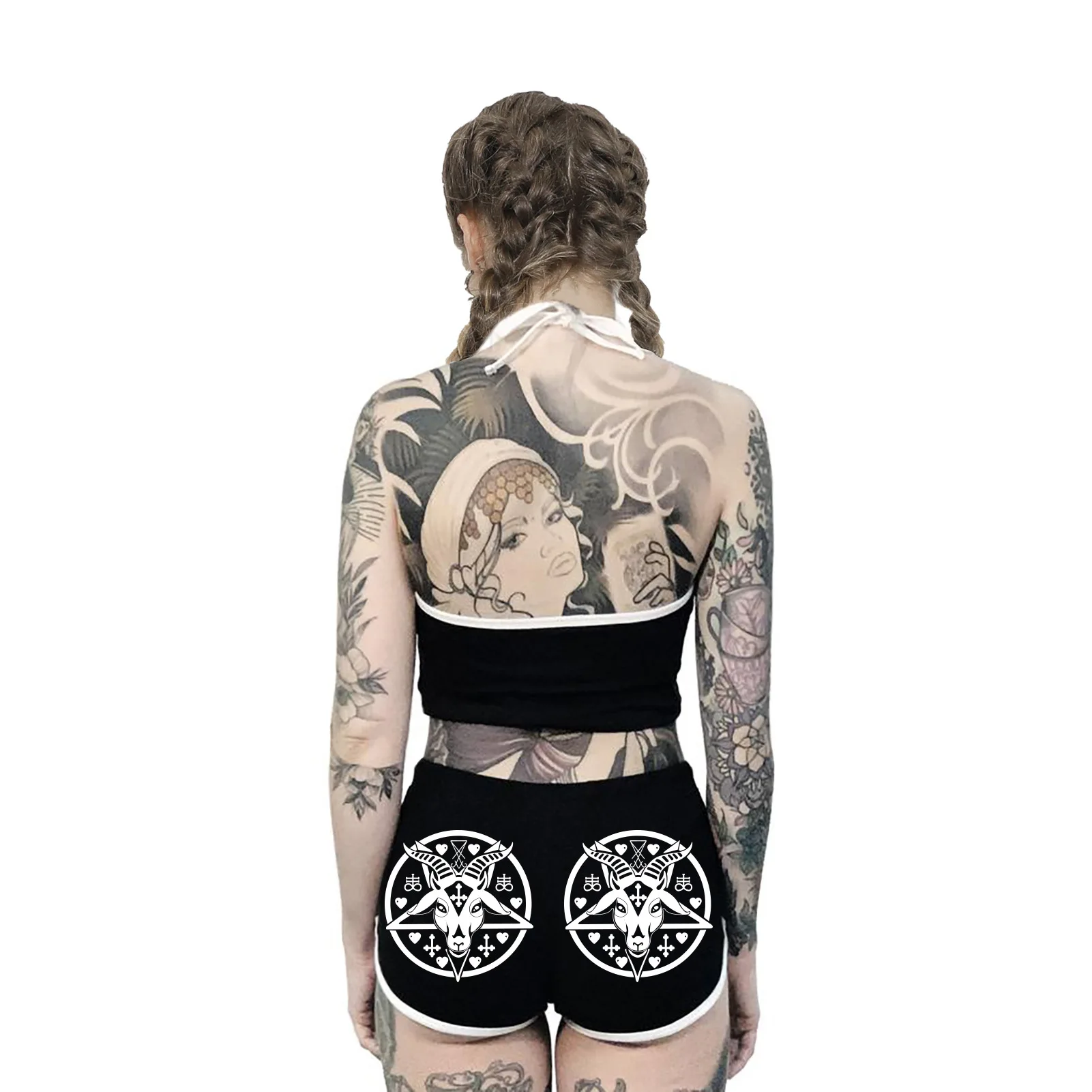 

[You're My Secret] New Ouiji Board Hot Shorts Women Black Mid Waist Home Casual Short Clothing Beach Outdoor Skinny Short Summer