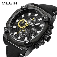 megir 2022 new business luminous mens multifunction chronograph watches calendar belts quartz watch relogio masculino 2054g