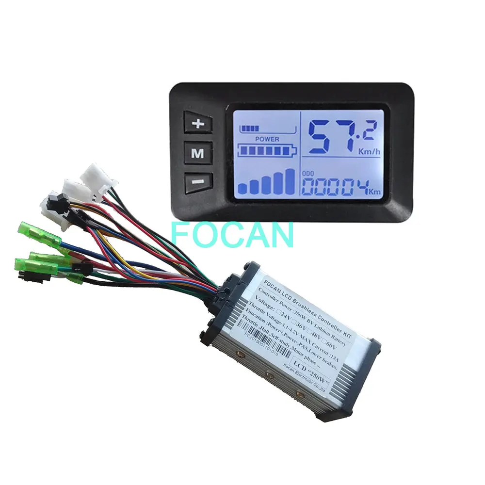 

FOCAN Electric Bike Controller 250W Ebike Accessories Controller G51 LCD Display Electric Scooter Accelerator