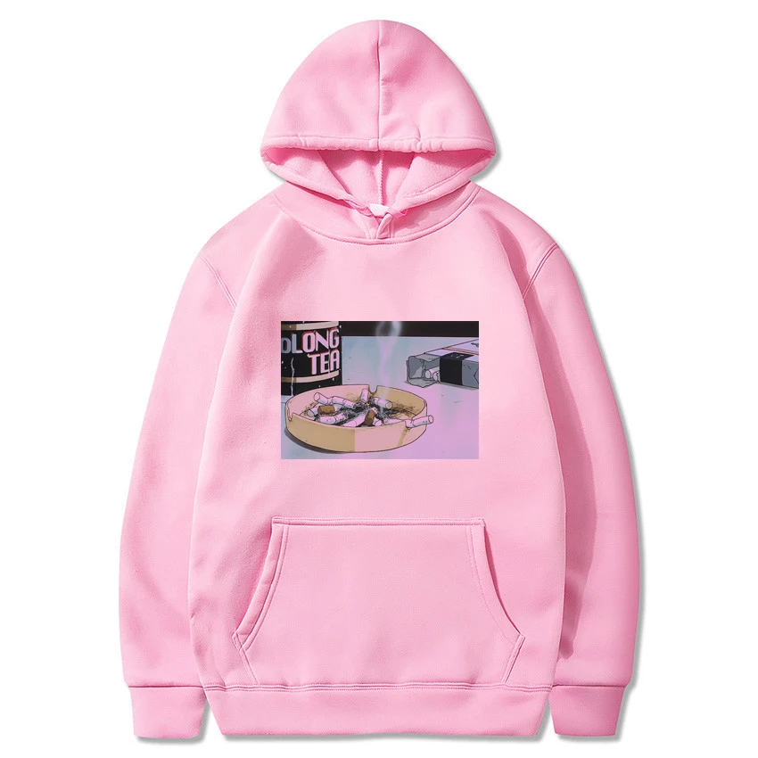 Harajuku Sad somke Vapor wave принт Забавный аниме принт унисекс толстовка мужские толстовки мужские повседневные топы с капюшоном уличная одежда