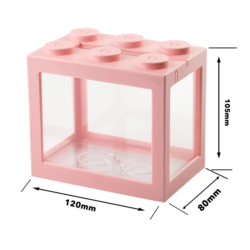 

Mini Aquarium Fish Tank With LED Lamp Light Aquarium Accessories Desktop Micro-Landscape Fish Tank Stackable Building Home Decor