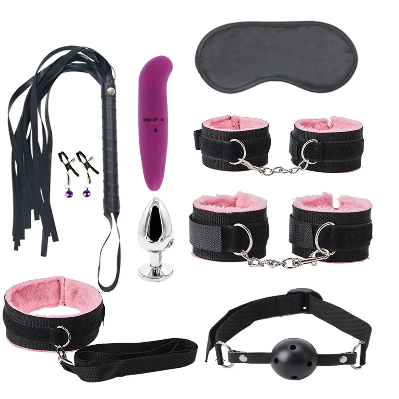 Новые секс игрушки для женщин БДСМ Связывание набор воротник зажимы сосков кнут