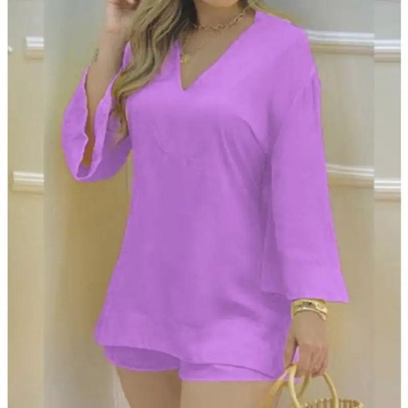 

Shorts Sets Women's Suit Two Piece Set Women Skirt White Green Casual Summer Outfits For Women 2021 Loose Vetement Femme