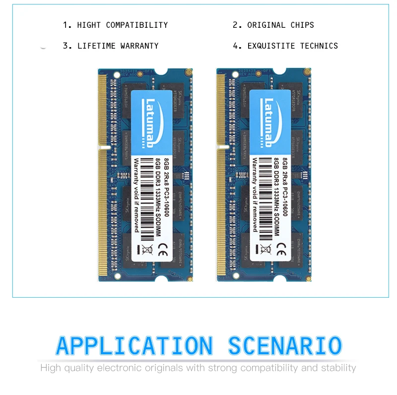 Latumab 8 Гб 16 Гб DDR3 1333 МГц PC3 10600 память для ноутбука So-DIMM Память RAM 204 шпильки 1,5 в ноутбук ПК модуль памяти ram