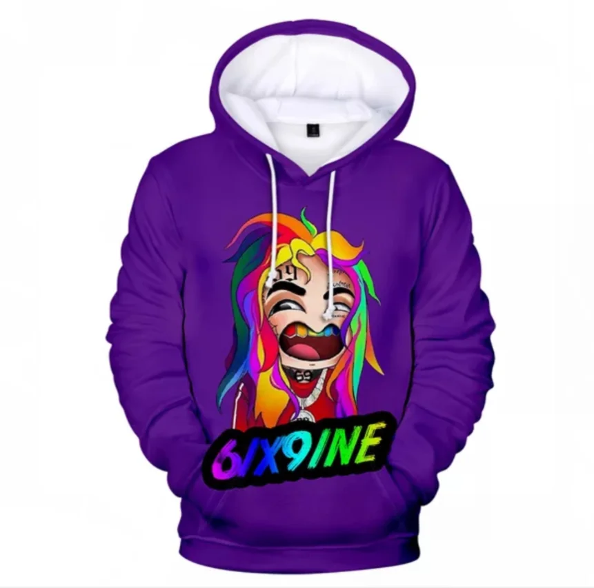

New 6IX9INE GOOBA Hoodies Sweatshirt Fashion Album Logo Pattern Pullover Print Casual Harajuku Cool Song Winter Women/men tops