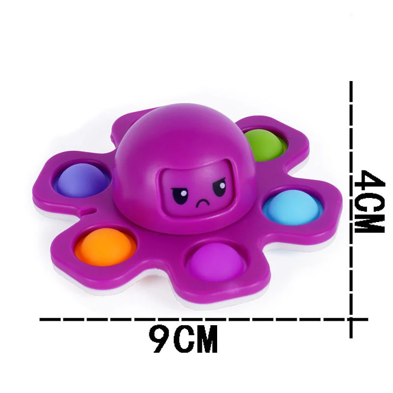 3in1 flip octopus poppit toy fidget spinner toys anti stress hand fingertip gyro push bubble pop change face poppit toy sensory free global shipping