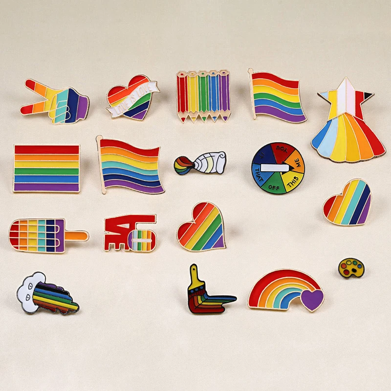 

Fashion Rainbow Enamel Brooch Multicolor Cartoon Rainbow Metal Badges Backpack Cute Lapel Brooches Pins Gifts For Friend Jewelry