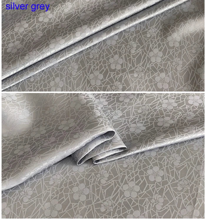 silver grey Натуральный белый шелк хлопок Жаккардовая Ткань Свадьба 100 см* 114 см - Цвет: silver grey