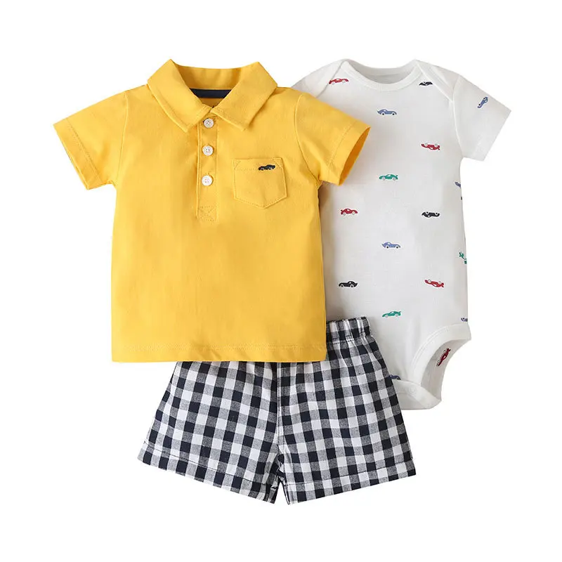 

3pcs Summer 2021 Baby Bodysuit Toddler Boys Clothing Sets Casual Short Sleeve T-shirt + Shorts Girl Clothing Baby Boys Outfit