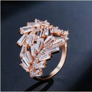 Rose Gold Color Амулеты два цвета оливковое дерево ветка лист Открытое кольцо для женщин девушка обручальные кольца регулируемое; кулак ювелирные изделия на палец Xma CRP225E - Цвет основного камня: Rose Gold Color