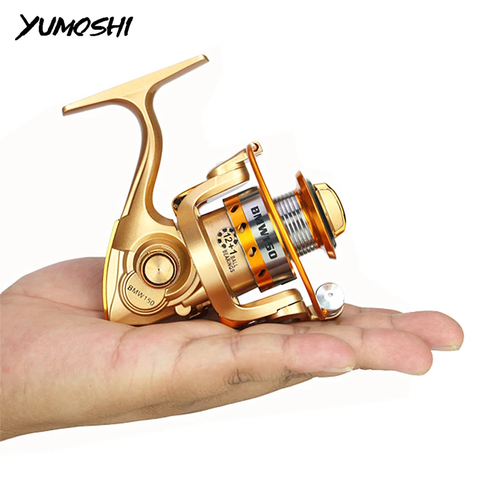 YUMOSHI мини металлическая катушка спиннинговые Катушки Соленой Воды 12 + 1BB 5 2: 1