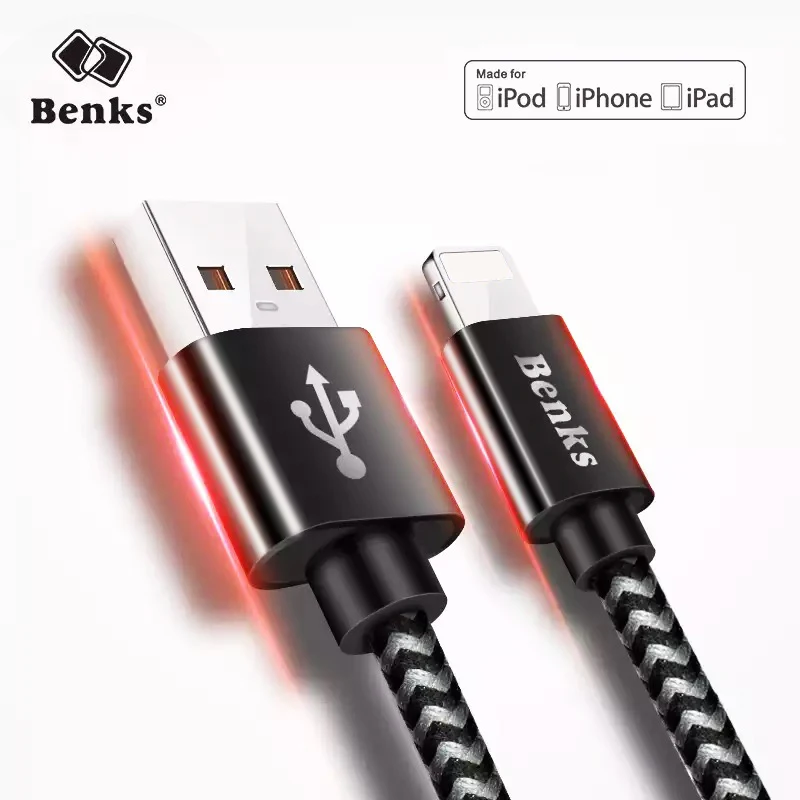 Benks MFi кабель Lightning для iphone 5, 5S, 6, 7, 8 Plus, X, XS, MAX, XR, 2,4 A, кабель для быстрой зарядки для iphone 11 Pro, MAX, ipad, mini, зарядка