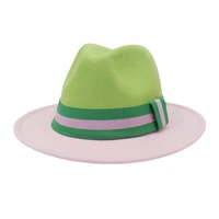 hats for women patchwork band green pink hats for men panamas dress formal wedding winter women fedora hats sombreros de mujer