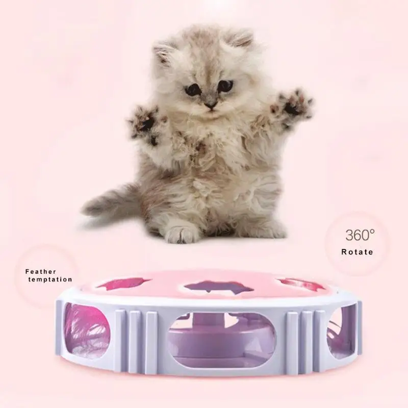 Забавная игрушка для кошек Когтеточка круглый Электрический поворотный стол