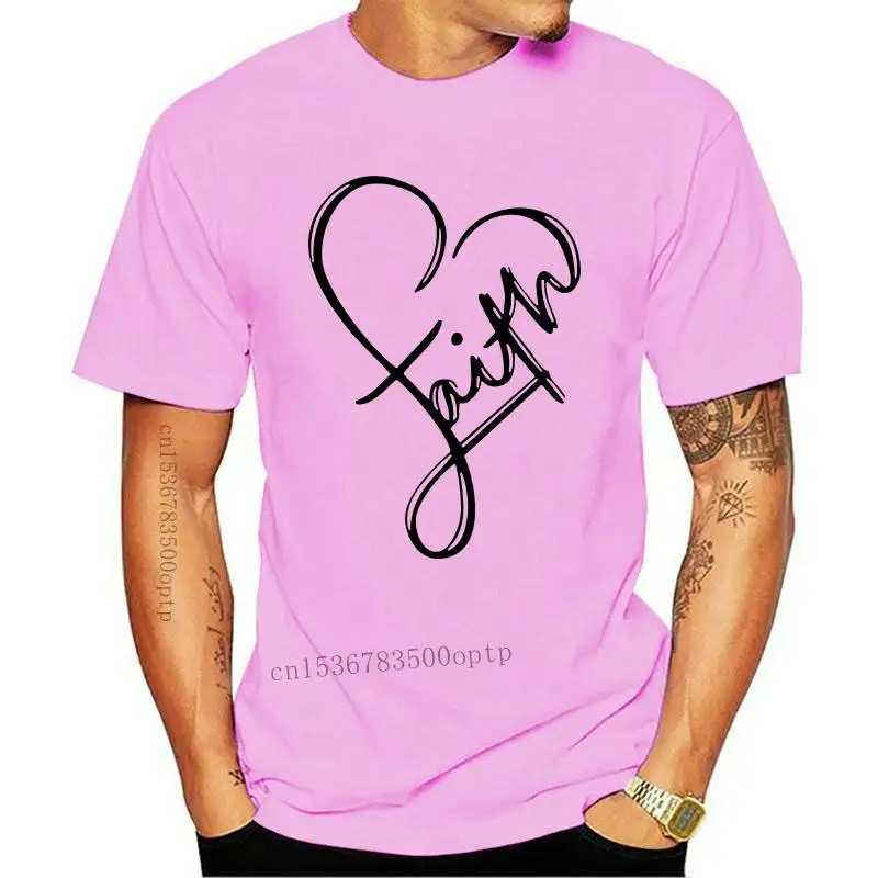 

New Plus Size S-5XL 2021 Faith Print T Shirt Women Shirts 100%Cotton O Neck Short Sleeve Tees Summer T-Shirt Pink Tops TShirt W