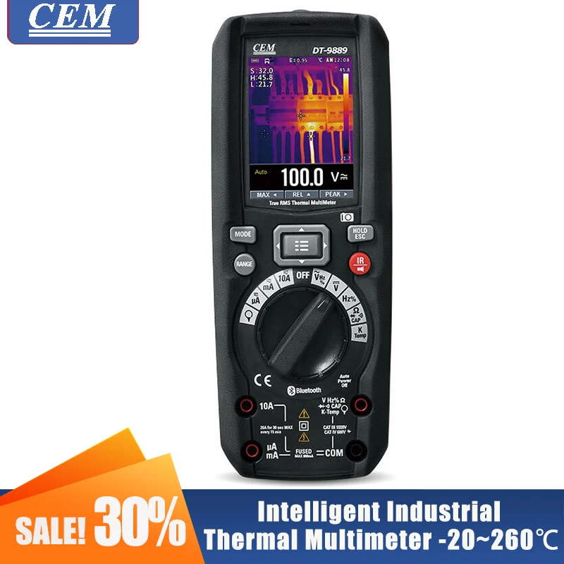 

Digital Multimeter Profesional Industrial Infrared Thermal Imager With Bluetooth True RMS CEM DT-9889 Two-In-One Tester