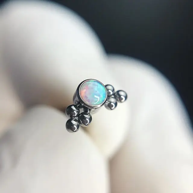 

30 шт./лот опал Daith пирсинг 16G Внутренняя нить губы кольца серьги пирсинг спираль ушной хрящ Sung раковины ювелирные изделия