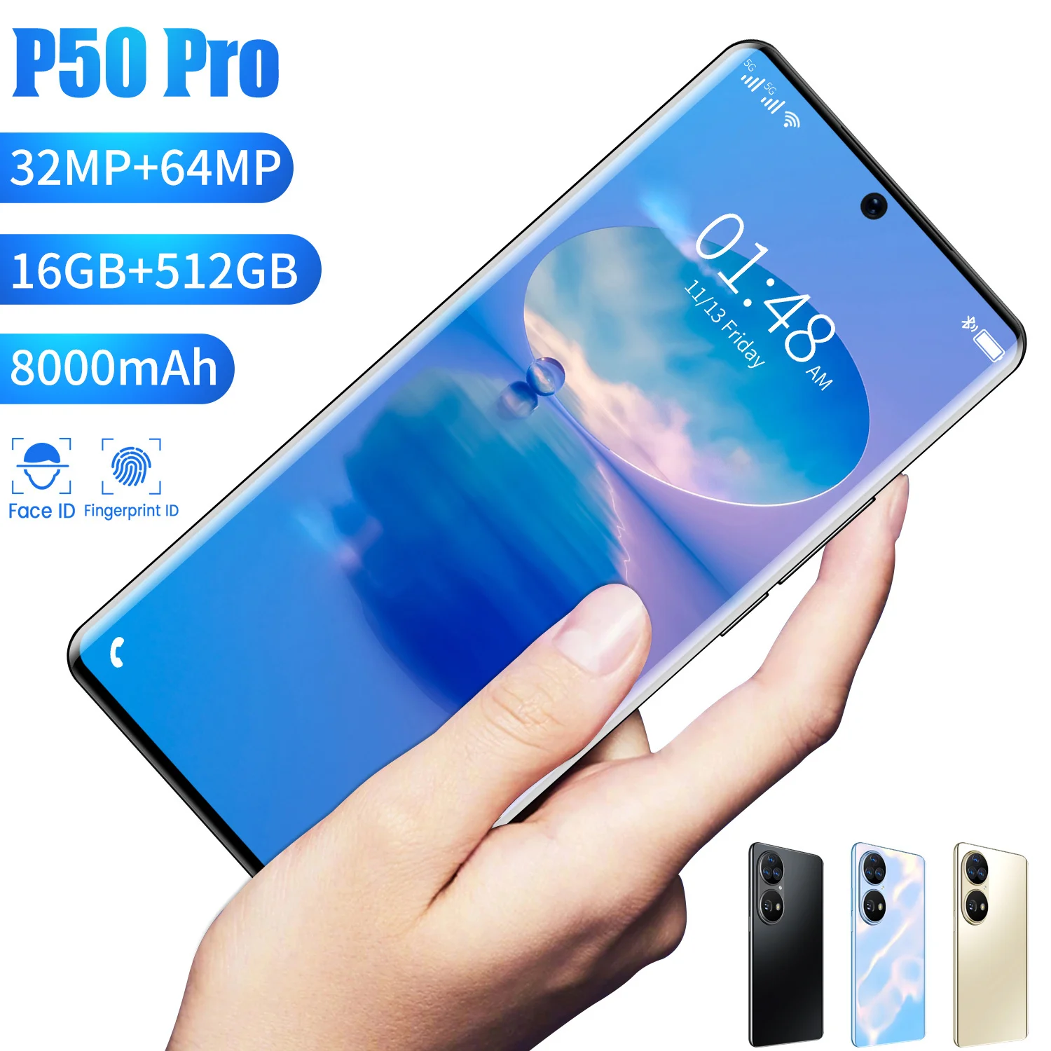

Оригинальный смартфон P50 pro, 512 дюйма, 16 + 8000 ГБ, 10 ядер, камера 64 мп, 256 мАч