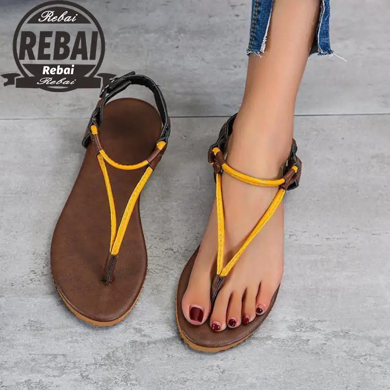 

2021 Sandals Foreign Trade Large Size43 Roman Style New Versatile Heightened Temperament Flat Women's Shoes Flip Flops Wholesale