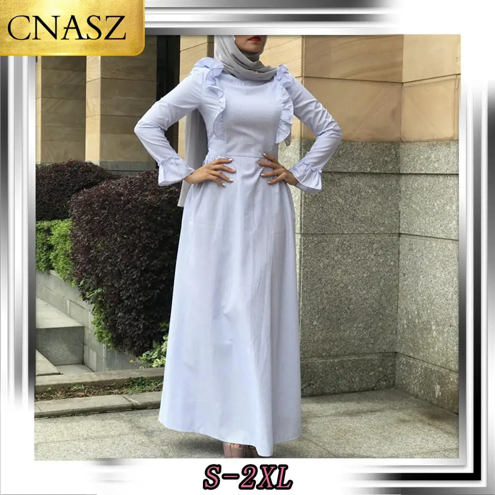 Женское платье с длинными рукавами мусульманское модное оборками большие в