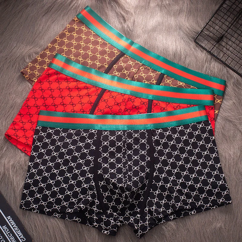 

Мужское тонкое дышащее нижнее белье из чистого хлопка средней посадки, модные боксеры с принтом, трусы, мужские шорты, шорты-боксеры, женско...